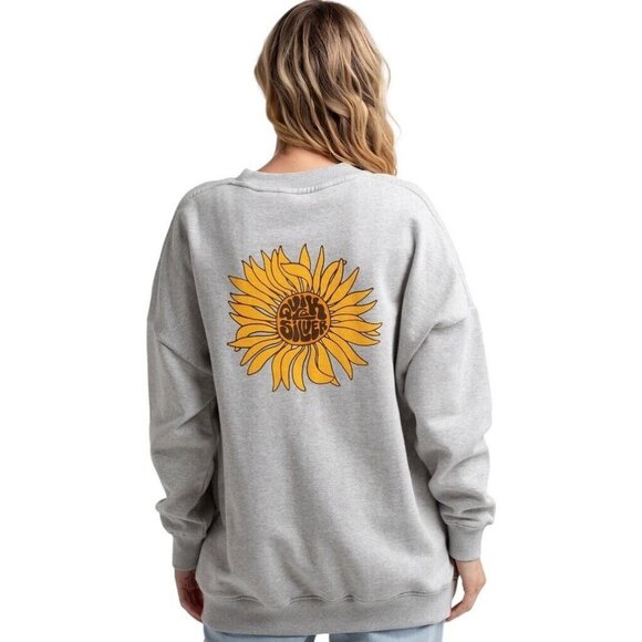 Quiksilver No Limit Sunflower Sweatshirt XS Gray Oversized Organic Cotton NWT - Picture 1 of 11